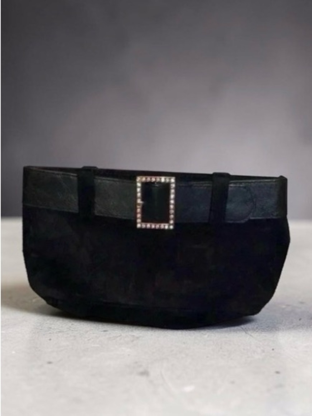 VICTORIA’S SECRET Glamorous Rhinestone Suede Evening Clutch in Black